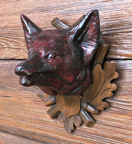 Black Forest Fox Head Carving