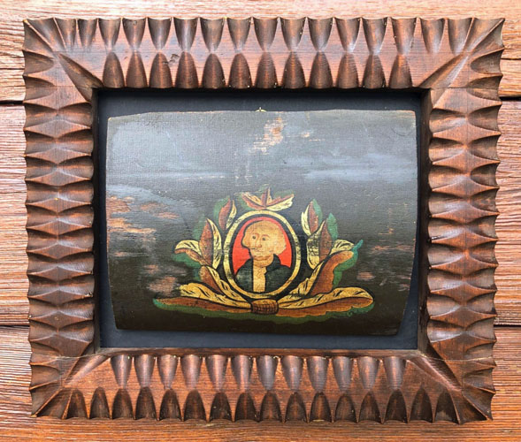Framed Box Lid With Patriotic Painting