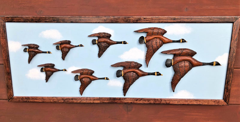 Carved Geese in Flight