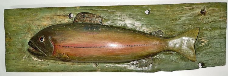 Carved Wood Trout on Plaque